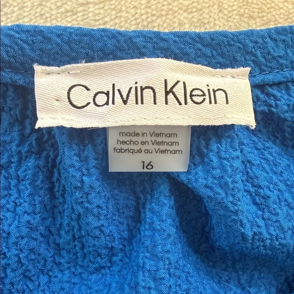 Calvin Klein Sleeveless Tiered Dress in Capri Blue Size 16